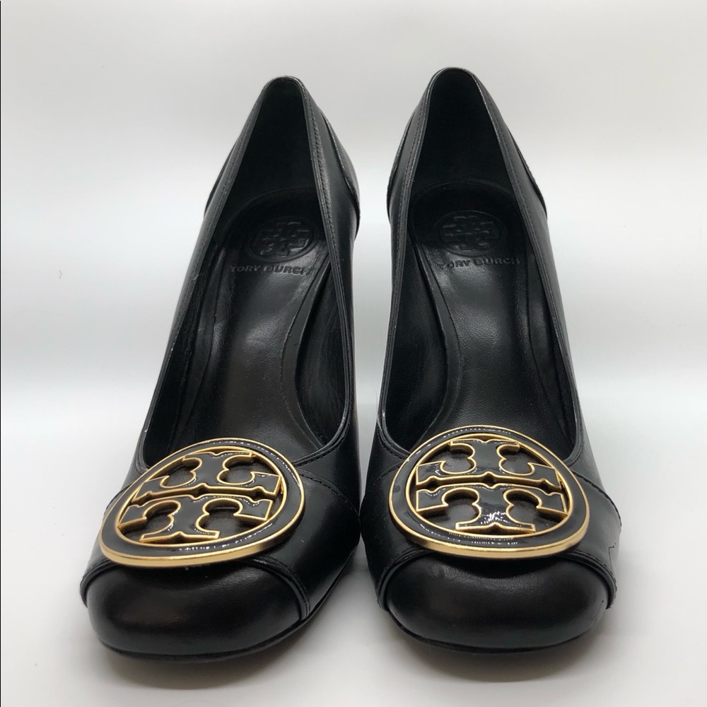 Tory Burch Black Leather Block High heels Size 7 M